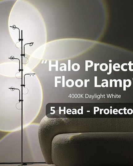 Sunset Lamp LED 5 Halo Projector Floor Lamp Corner Ambiance Indoor Decorative Lighting Live Streaming Background Light for Bedroom, Living Room Restaurant Dance Studio -Tiktok Live Streaming Light - LeafyLoom