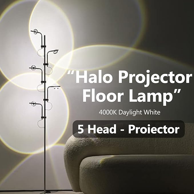 Sunset Lamp LED 5 Halo Projector Floor Lamp Corner Ambiance Indoor Decorative Lighting Live Streaming Background Light for Bedroom, Living Room Restaurant Dance Studio -Tiktok Live Streaming Light - LeafyLoom
