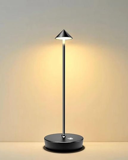 Rechargeable Cordless Table Lamp, 6000mAh LED Battery Operated Desk Lamp Touch 3 Color Stepless Dimming Portable Outdoor Waterproof Table Light for Patio/Restaurant/Dining/Home (Black) - LeafyLoom