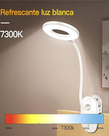 Clip on Lamp,Battery Powered Reading Lamp,Clip on Light for Bed Clip on Battery Light with 3 Brightness Level,USB Rechargeable, Reading Lamp - LeafyLoom