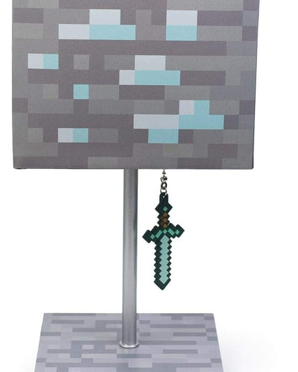 Minecraft Diamond Ore Block LED Lamp w/ 3D Diamond Sword Puller | 14-Inch Lamp - LeafyLoom