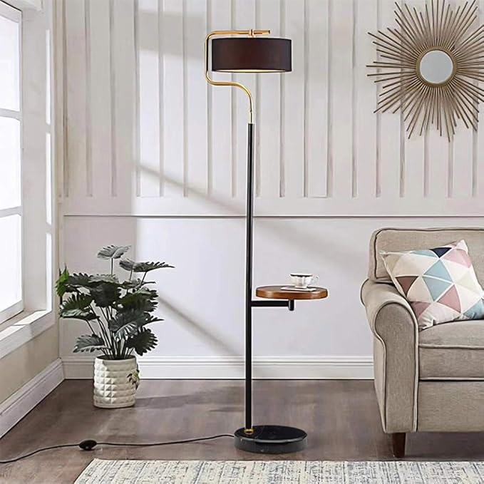 Hsyile KU300244 with USB Charging Ports Modern Reading Contemporary Modern Creative Floor Lamp for Living Room Bedroom Office - E26 Bulb Included - with a Table - LeafyLoom