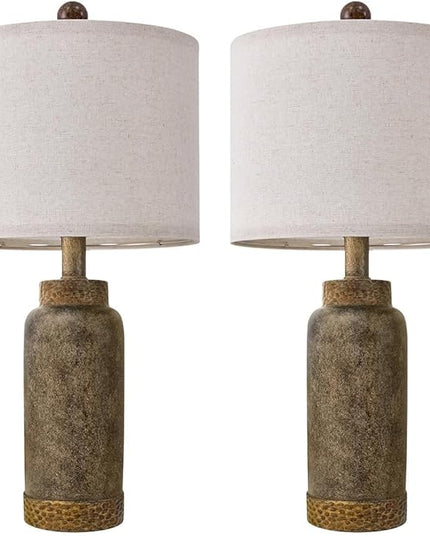 Table Lamp for Bedroom Living Room 20.25" Farmhouse Rustic Vintage Small Lamps Bedside Nightstand Light Home Office Desk Retro Mysterious East Style Deco (Antique Black) - LeafyLoom