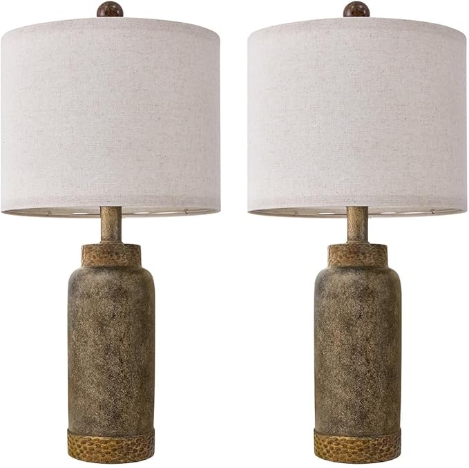 Table Lamp for Bedroom Living Room 20.25" Farmhouse Rustic Vintage Small Lamps Bedside Nightstand Light Home Office Desk Retro Mysterious East Style Deco (Antique Black) - LeafyLoom