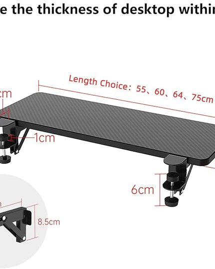 Ergonomics Desk Extender Tray, 29.5"x9.5" Punch-Free Clamp on, Foldable Keyboard Drawer Tray, Table Mount Arm Wrist Rest Shelf, Computer Elbow Arm Support - LeafyLoom