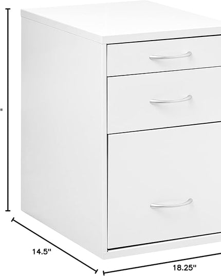 OSP Home Furnishings HPB Heavy Duty 3-Drawer Metal File Cabinet for Standard Files and Office Supplies, White Finish - LeafyLoom