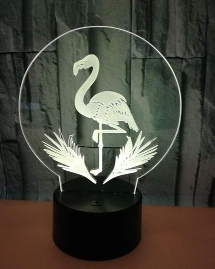 Optical Illusion 3D Flamingo Night Light USB Power Remote Control Touch Switch LED Decor Table Lamp 7/16 Colors Changing Lights Children Kids Toy Christmas Xmas Brithday Gift - LeafyLoom
