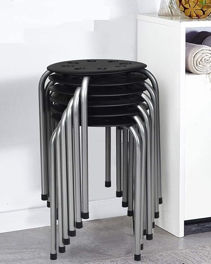 Hysache Plastic Stackable Stools Set of 6, 17.5inch Multipurpose Stool Chairs w/Metal Frame, X-Shape Connection, Non-Slip Feet, Backless Nesting Stool for Garden, Living Room, Home (Gray) HW64245 - LeafyLoom