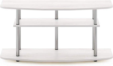 Furinno Frans Turn-N-Tube TV Stand for TV Size up to 43 Inch, 3-Tier, White Oak - LeafyLoom