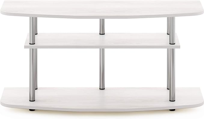 Furinno Frans Turn-N-Tube TV Stand for TV Size up to 43 Inch, 3-Tier, White Oak - LeafyLoom