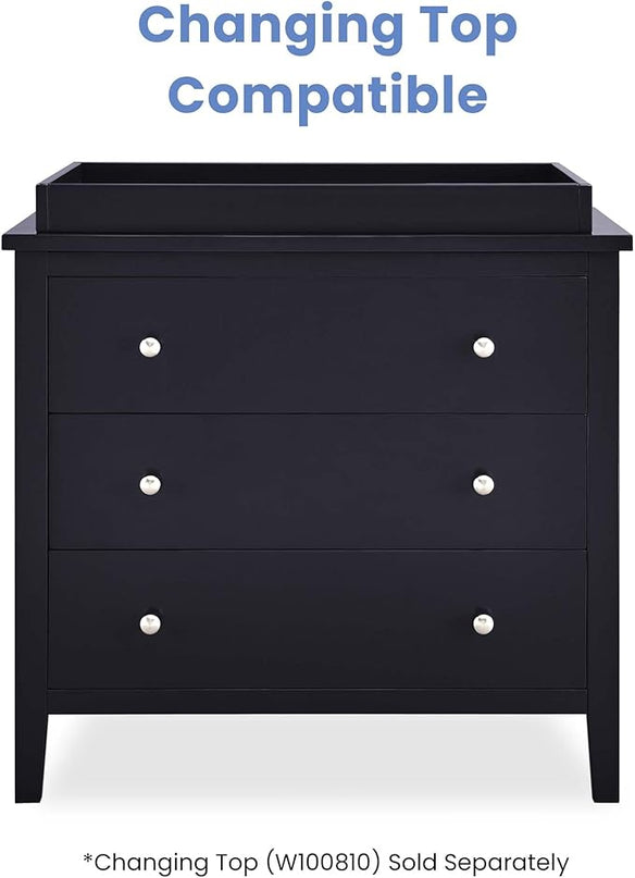 Delta Children Campbell 3 Drawer Dresser, Midnight Grey - LeafyLoom