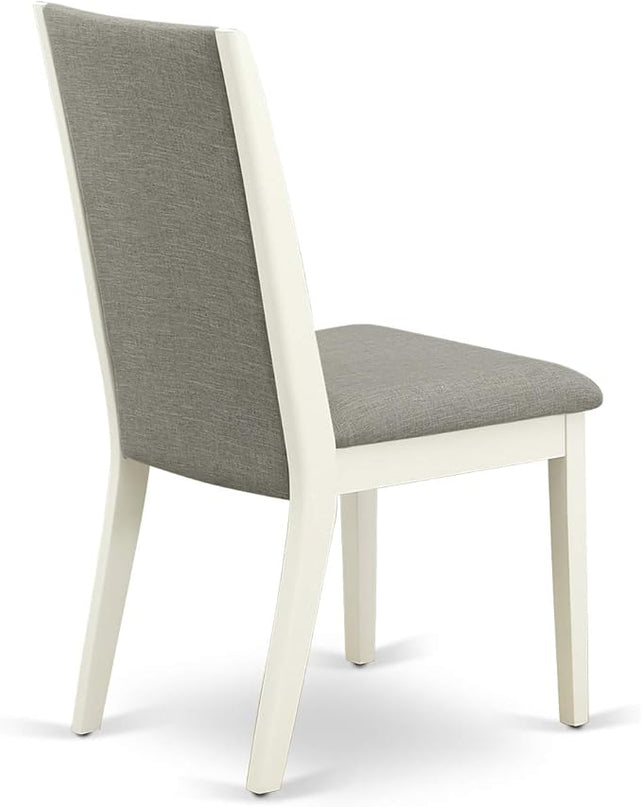 East West Furniture NDLA5-LWH-06 Norden 5 Piece Dinette Set for 4 Includes a Rectangle Room Table with Dropleaf and 4 Shitake Fabric Parsons Dining Chairs, 30x48 Inch, Linen White - LeafyLoom
