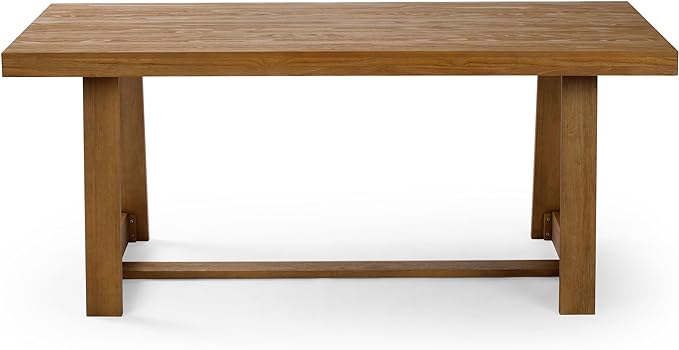 Plank+Beam 72 Inch Farmhouse Dining Table, Solid Wood Rustic Kitchen Table, Large Wooden Rectangular Dinner Table for Dining Room, Home Office, Living Room Furniture, Easy Assembly, Pecan Wirebrush - LeafyLoom