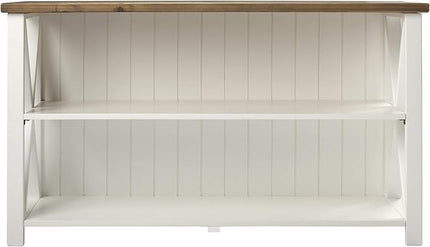 Walker Edison 2 Tier Modern Farmhouse Wood Bookcase Bookshelf Storage Home Office Storage Cabinet, 52 Inch, White - LeafyLoom