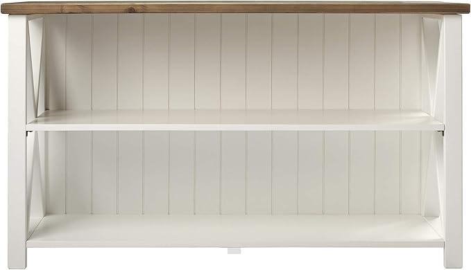 Walker Edison 2 Tier Modern Farmhouse Wood Bookcase Bookshelf Storage Home Office Storage Cabinet, 52 Inch, White - LeafyLoom