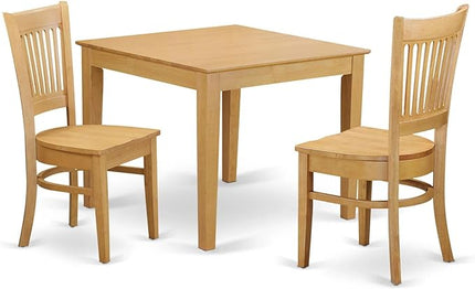East West Furniture OXVA3-OAK-W Oxford 3 Piece Dinette Set for Small Spaces Contains a Square Table and 2 Dining Room Chairs, 36x36 Inch - LeafyLoom