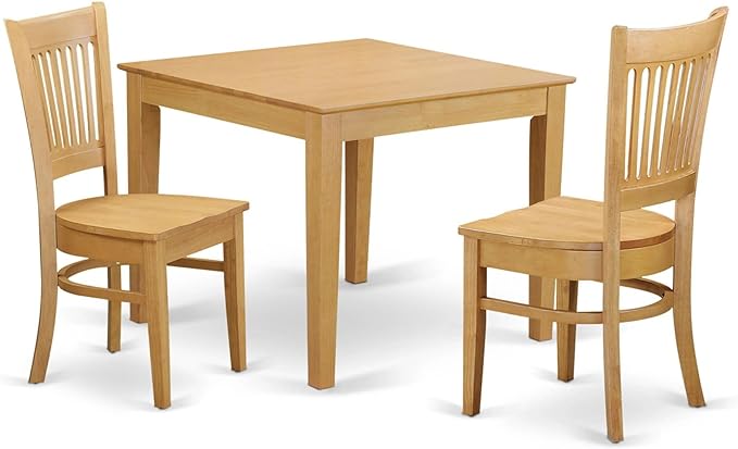 East West Furniture OXVA3-OAK-W Oxford 3 Piece Dinette Set for Small Spaces Contains a Square Table and 2 Dining Room Chairs, 36x36 Inch - LeafyLoom