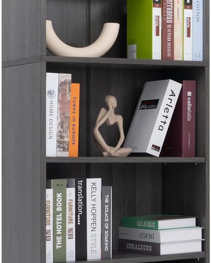 5 Shelf Wood Bookcase Freestanding Display Shelf Adjustable Layers Bookshelf for Home Office Library Small Narrow Space (Grey, 5-Layers,24.4W x 11.6D x 68.9H inch) - LeafyLoom