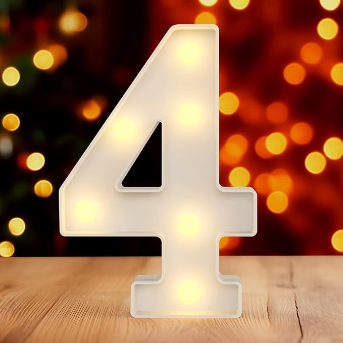 Marquee Number Light Up Number 4 Christmas Decorations Outdoor 40th Birthday Decorations Women 40th Birthday Decorations for Men Baby Shower Decorations for Girl Engagement Party Decorations for Woman - LeafyLoom