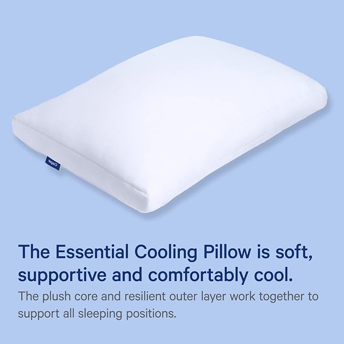 Casper Sleep Backrest Pillow, One Size, Gray & Sleep Essential Cooling Pillow, Standard, White - LeafyLoom