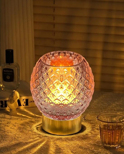 Battery Operated Lamp with Timer,Glass Cordless Lamps with LED Bulb,Decorative Lights for Living Room Bedroom Tabletop Entryway Centerpiece Gift (Pink) - LeafyLoom