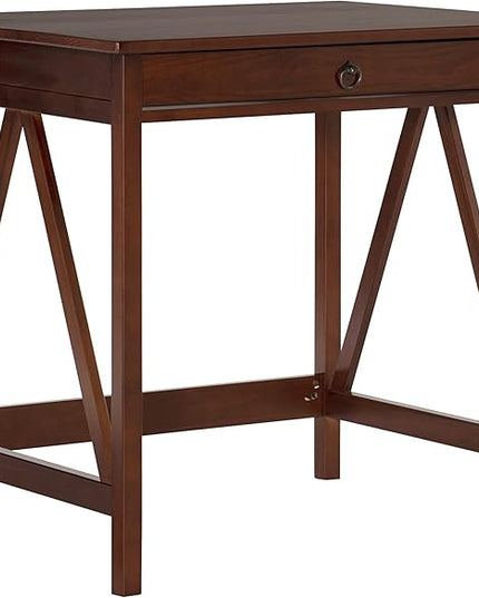 Linon Home Dcor Titian Laptop Desk, Antique Tobacco, 31.5" W x 24.02" D x 30" H - LeafyLoom