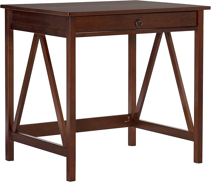 Linon Home Dcor Titian Laptop Desk, Antique Tobacco, 31.5" W x 24.02" D x 30" H - LeafyLoom