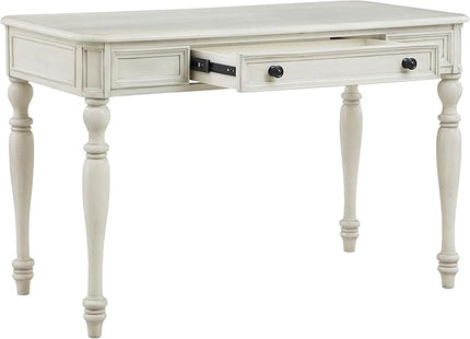 OSP Home Furnishings Country Meadows 48 Inch Writing Desk with Drawer, Antique White - LeafyLoom