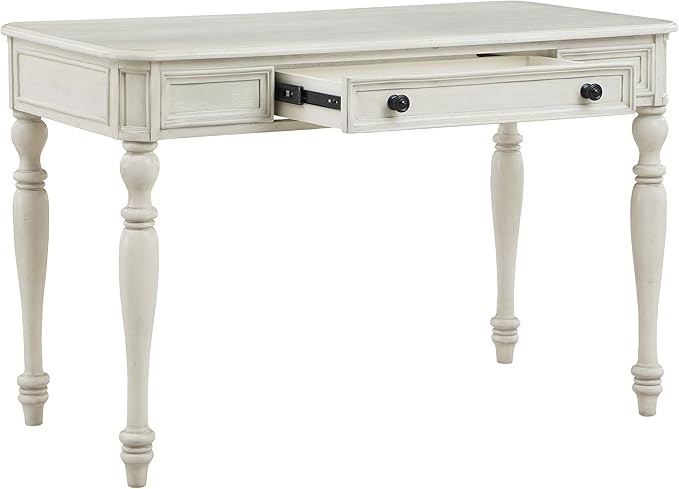 OSP Home Furnishings Country Meadows 48 Inch Writing Desk with Drawer, Antique White - LeafyLoom