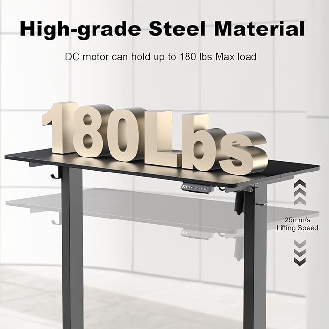 40 * 24 Inches Electric Standing Desk, Adjustable Height Sit Stand Up Desk with 3 Memory Presets, Motorized Home Office Computer Gaming Workstation Desk, Classical Black - LeafyLoom