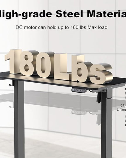 48 * 24 Inches Electric Standing Desk, Adjustable Height Sit Stand Up Desk with 3 Memory Presets, Motorized Home Office Computer Gaming Workstation Desk, Classical Black - LeafyLoom