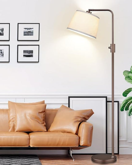 【Upgraded】 Dimmable Floor Lamp, 1000 Lumens LED Edison Bulb Included, Arc Floor Lamps for Living Room Modern Standing Lamp with Shade, Tall Lamps for Living Room Bedroom Office Dining Room - Brown - LeafyLoom