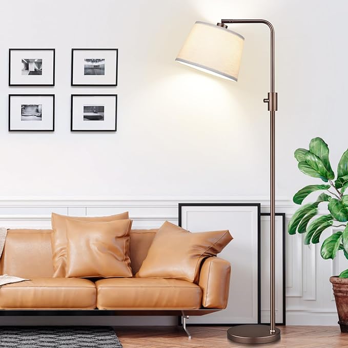 【Upgraded】 Dimmable Floor Lamp, 1000 Lumens LED Edison Bulb Included, Arc Floor Lamps for Living Room Modern Standing Lamp with Shade, Tall Lamps for Living Room Bedroom Office Dining Room - Brown - LeafyLoom