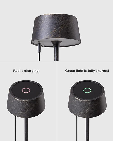 DAWALIGHT Cordless Lamp 4000mAh Rechargeable tbale lamp LED Desk Lamp Stepless Dimming Vintage Copper Battery Operated Portable Cordless 2700K Vintage Copper Base - LeafyLoom