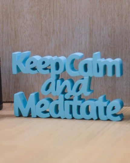 NUKKAD TALES Keep Calm and Meditate Blue Aesthetic Table Decor - Ideal for Home or Office Desk, Shelf. Quirky Room Decoration Showpiece, Birthdays, Corporate Gifts, Inspirational Wall Decor. - LeafyLoom