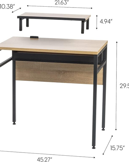 IRIS OWDN-8862 Computer Desk with Organizer, Monitor Stand, and Cable Tray, 31" - Rustic, Wood - LeafyLoom
