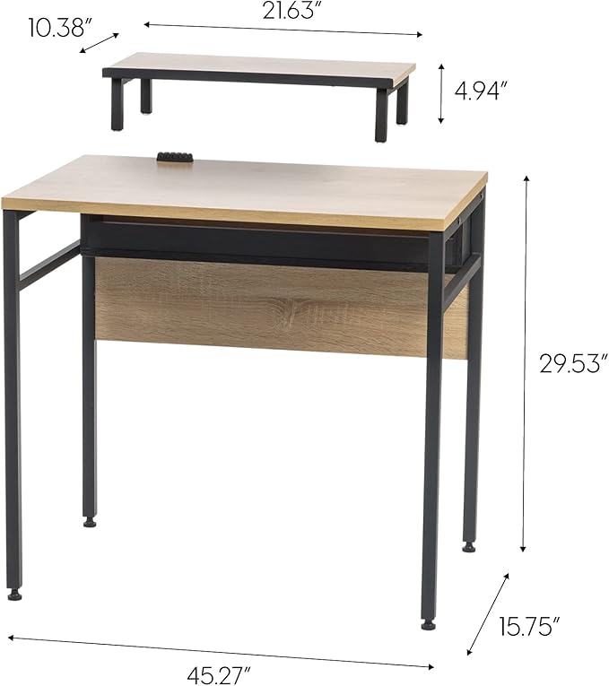 IRIS OWDN-8862 Computer Desk with Organizer, Monitor Stand, and Cable Tray, 31" - Rustic, Wood - LeafyLoom