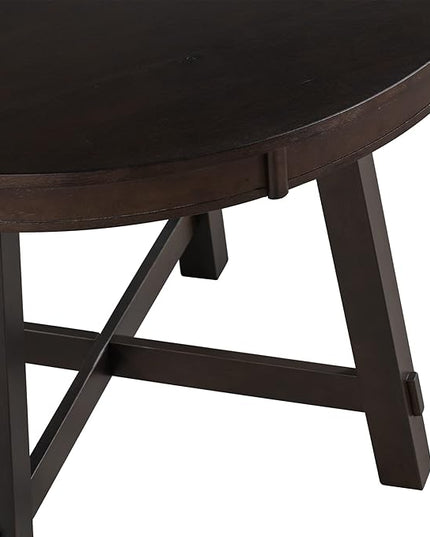 Room 5-Piece Farmhouse Dining, Wooden Round Extendable Kitchen Set-Rectangular Wood Table and 4 Classic Style Chairs, Espresso, 1 - LeafyLoom