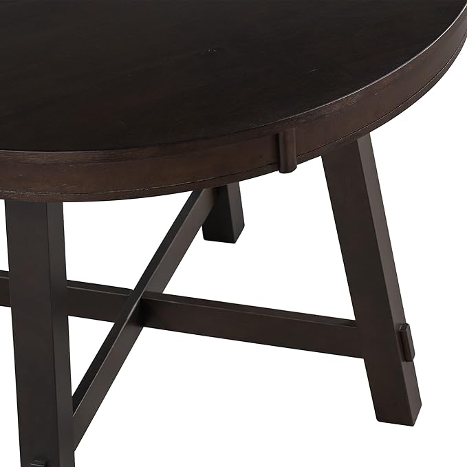 Room 5-Piece Farmhouse Dining, Wooden Round Extendable Kitchen Set-Rectangular Wood Table and 4 Classic Style Chairs, Espresso, 1 - LeafyLoom