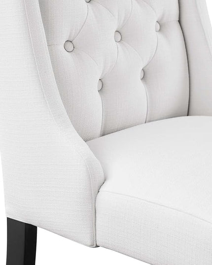 Modway Baronet Button Tufted Fabric, One Dining Chair, White - LeafyLoom