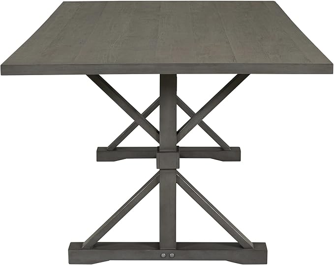 6-Piece Farmhouse Dining Table Set Wood Rectangular Tabletop, 4 Tufted Upholstered Chairs and Bench, for Dinette Room and Kitchen, Gray, 72" L x 42" W x 30" H - LeafyLoom