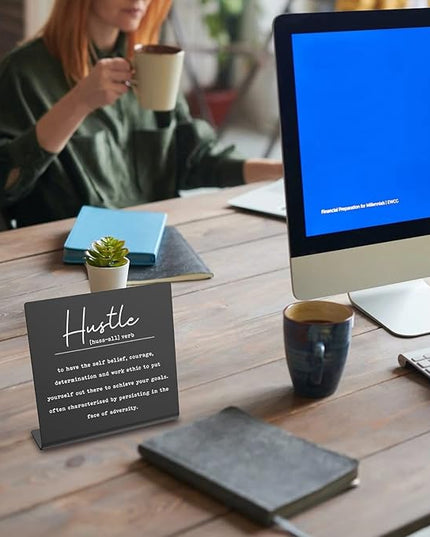 Encouragement Motivatiomal hustle office Desk Decorations Cute Desk Positive Gifts for Women Friends Gifts for Coworkers EmployeesGift for Son, Daughter Grandchild Affirmations Decor Gift dksg25 - LeafyLoom