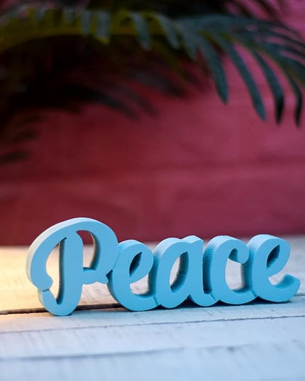Peace – Blue, Aesthetic table decor for home or office, desk or Shelf. Quirky room decoration showpiece, ideal for birthday gift, corporate gift, and inspiring wall decor - LeafyLoom