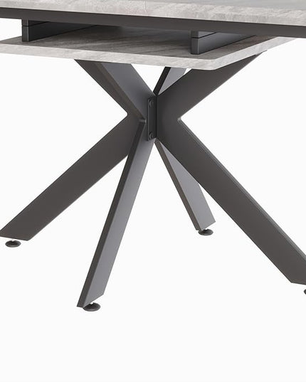NicBex 62.4Inch Rectangular Extendable Dining Table,Mid-Century Modern Kitchen Table with Black Metal X-Shape Legs for 6 to 8,Large Dining Room Table for Kitchen,Meeting Room and Living Room,Grey - LeafyLoom