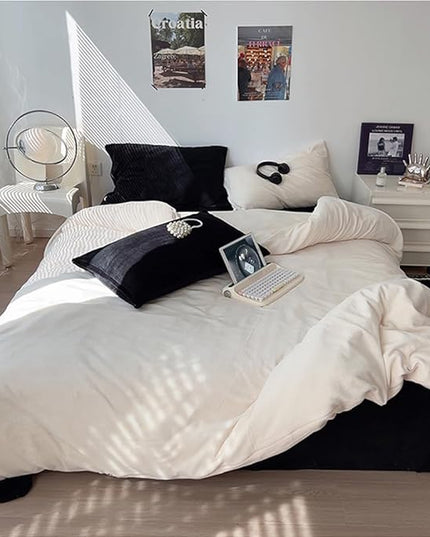 Wellboo White Velvet Comforter Sets Twin Boys Girls Solid White Fluffy Bedding Comforters Plain White Flannel Plush Quilts Women Men All White Winter Blanket Aesthetic Micromink Sherpa Bedding Durable - LeafyLoom