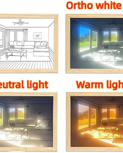 Adjustable Lighting Painting Decoration, 3-Color LED Acrylic Light Painting Decoration, Experience Light and Shadow The Art of Photo Frame Create a Magical Atmosphere for Wall Art Home Decor (A) - LeafyLoom