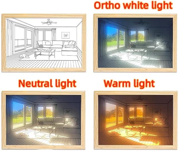 Adjustable Lighting Painting Decoration, 3-Color LED Acrylic Light Painting Decoration, Experience Light and Shadow The Art of Photo Frame Create a Magical Atmosphere for Wall Art Home Decor (A) - LeafyLoom