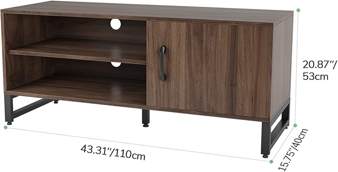 Novilla Media Console, TV Stand for TV's up to 50" Flat Screen Living Room Storage Cabinet Doors and Shelves Entertainment Center, 43 Inches, Walnut - LeafyLoom