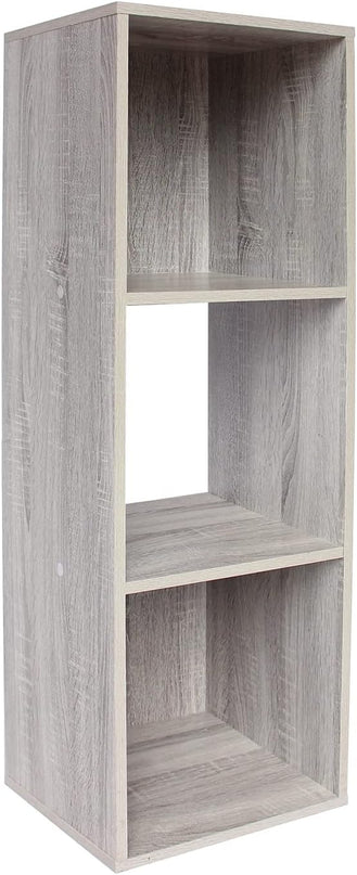 PACHIRA E-Commerce Storage Bookcase Wooden, Unit Shelf, Closet Cabinet, DVD Rack Bookshelf File Organizer Rack in Living Room, Bedroom, Study, each cube 11.22“, 3 Cube, OAK GREY - LeafyLoom