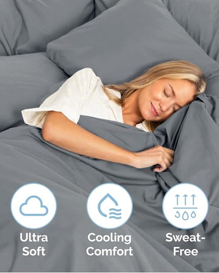 Cal King Size 4 Piece Sheet Set - Comfy Breathable & Cooling Sheets - Hotel Luxury Bed Sheets for Women & Men - Deep Pockets, Easy-Fit, Soft & Wrinkle Free Sheets - Steel Blue Oeko-Tex Bed Sheet Set - LeafyLoom